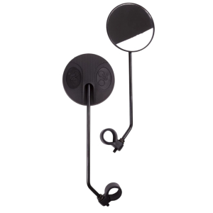2 x Ronde fietsspiegel - Ø 90 mm - Nu met horlogeband Kompas - Stuurbevestiging 20-23 mm - Zwart
