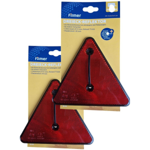 Driehoekige reflector - 2 x - Rood - Gratis gereedschapsetje - 15,5 cm - E4-gekeurd - 2 bevestigingsgaten
