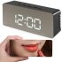 Wekker. Klok met alarm. Thermometer. Spiegel WIT