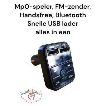 Auto Mp0-speler, FM-zender, Handsfree, 3.1A, Snelle USB Bluetooth 3.5 Handsfree, 3.1A, Snelle USB