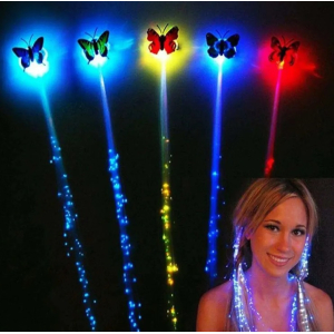 6 Stuks Kleurrijke Lichtgevende Vlechten Vlinder Glitter Glasvezel Haar Led Zijden Vlechten Bar Prom Aid Benodigdheden Haarband Haar Decor