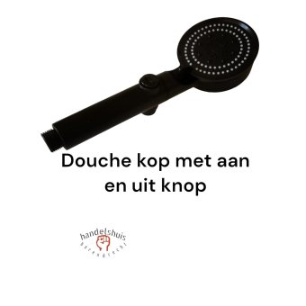 Water besparende douchekop zwart met aan en uit knop