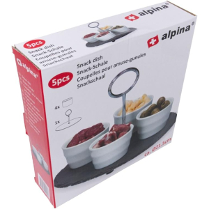 serveerschotel Alpina - leiplaat - Tapas - handgreep - 4 Snack-schalen