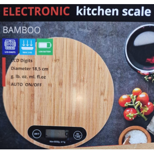 Keukenweegschaal - Bamboe - digitaal - Rond - Tot 5Kg - keukenweegschaal digitaal - precisie weegschaal - Bamboe