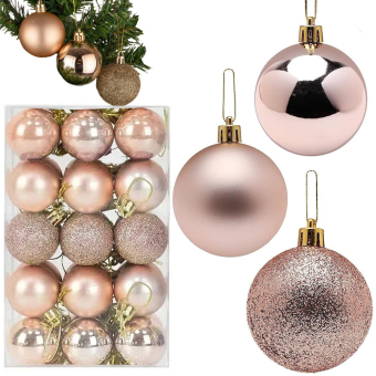 kerstballen Set van 30 pink goud voor in de kerstboom