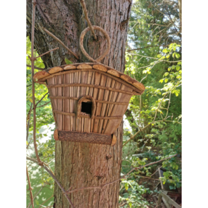 Vogelhuis met lus rustieke flair onbehandeld hout