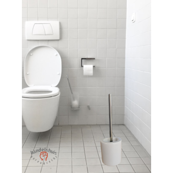 WC borstel in keramiek houder wit en antraciet 