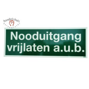 Nooduitgang Vrijlaten A.U.B Afm. 250 x 90 mm