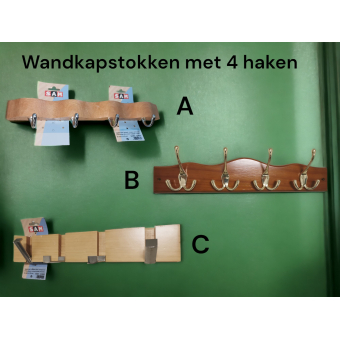 wandkapstok 4 haken diverse soorten