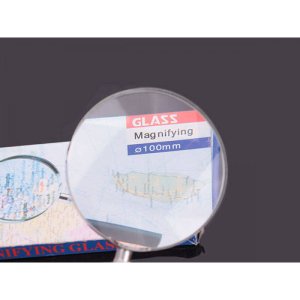 Vergrootglas, glazen lens, metaal, 100 mm Vergrootglas, glazen lens, metaal, 100 mm