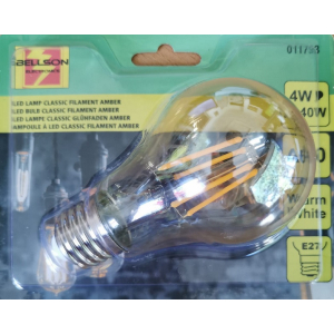 Ledlamp klassiek filament A60 4W E27 amber Ledlamp klassiek filament A60 4W E27 amber