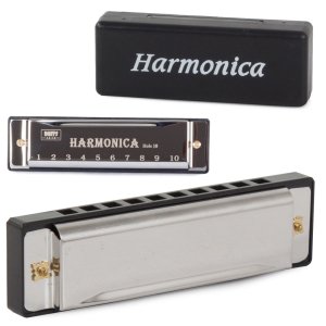 Mondharmonica metaal 10 gaten in C Major + opbergdoos