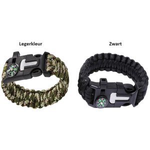 Survivalarmband, 5-in-1 armband, kompas, vuursteen